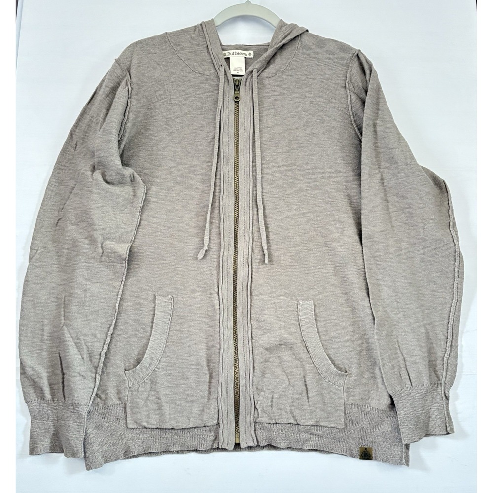 Ruff Hewn Women's Long‎ Sleeve Hooded Taupe Pullover Activewear XL NwT